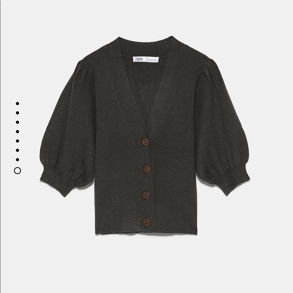 ZARA Knit Cardigan With Balloon Sleeves - Picture 8 of 10